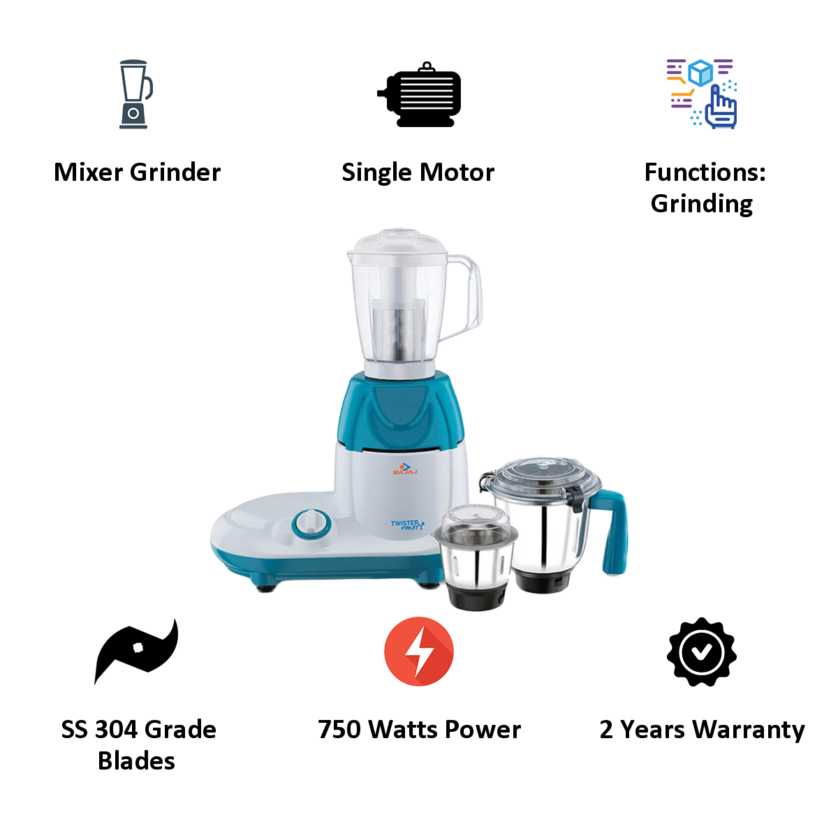 Bajaj single deals mixer grinder